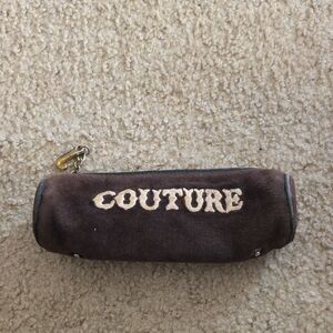 Vintage Juicy Couture Brown Suede Pouch with Gold Zip Pull